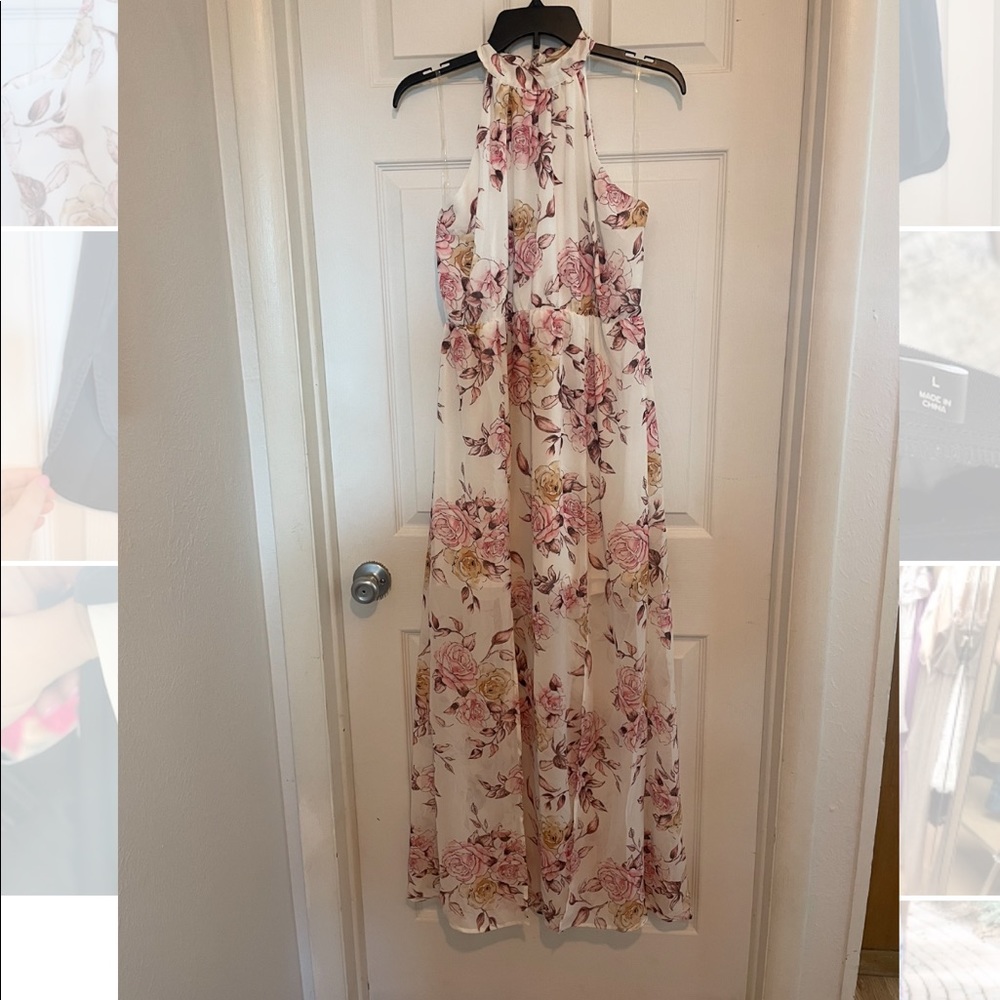 NWT Boutique Floral Halter Maxi Dress Size L